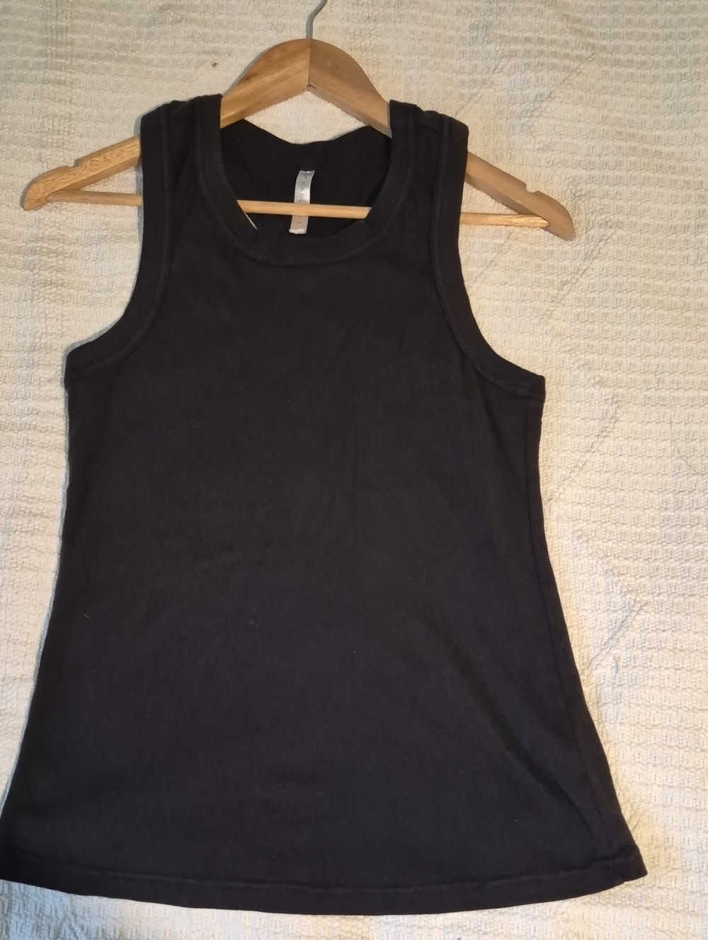 Fabletics Classic Black 100% Cotton Tank Top - Size L